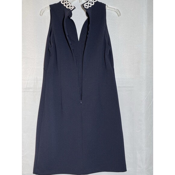 American Living Navy Sleeveless A Line Dress Size 8 White Braid V Neck Trim - Picture 4 of 7